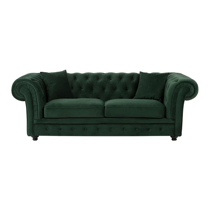 Branagh 2 Seater Chesterfield Sofa, Pine Green Velvet – image 1
