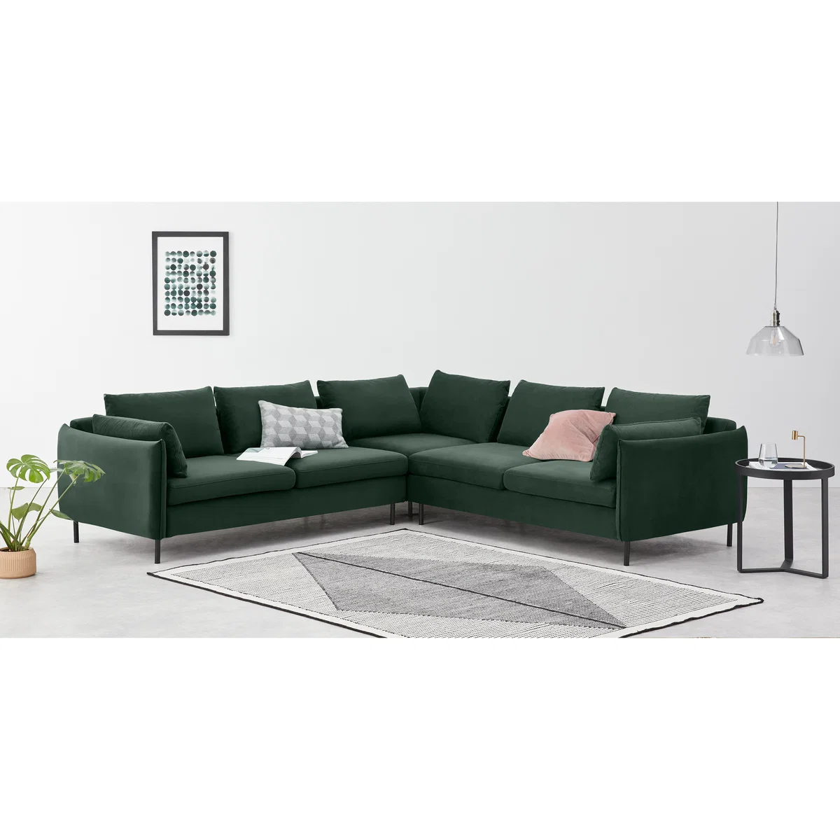 Vento 5 Seater Corner Sofa, Autumn Green Velvet – image 2