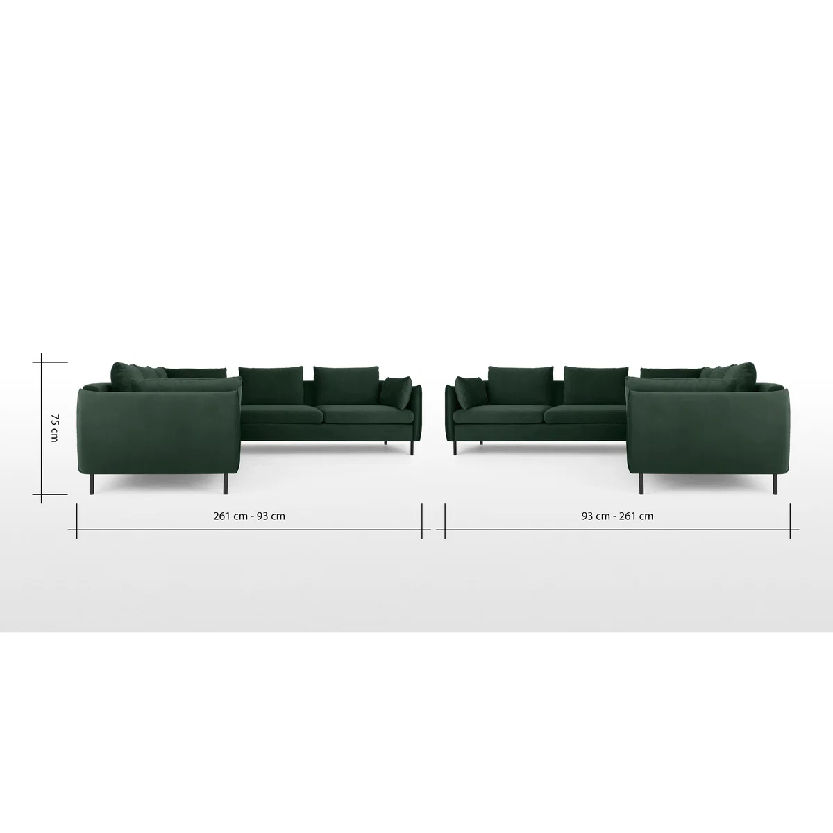Vento 5 Seater Corner Sofa, Autumn Green Velvet – image 7
