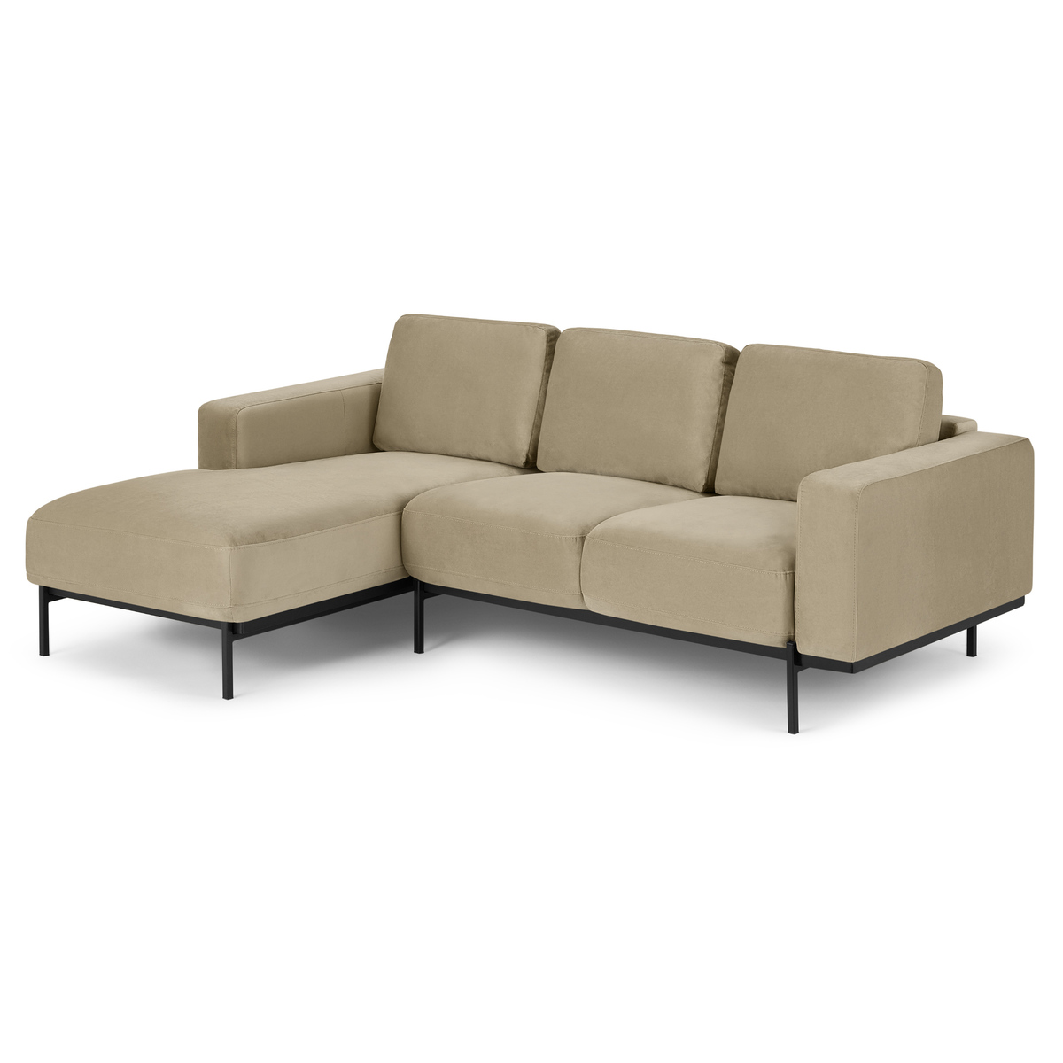 Jarrod Left Hand Facing Chaise End Corner Sofa, Plush Taupe Velvet – image 2