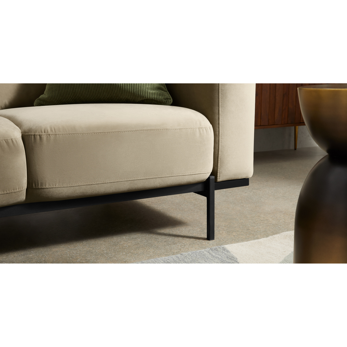 Jarrod Left Hand Facing Chaise End Corner Sofa, Plush Taupe Velvet – image 4