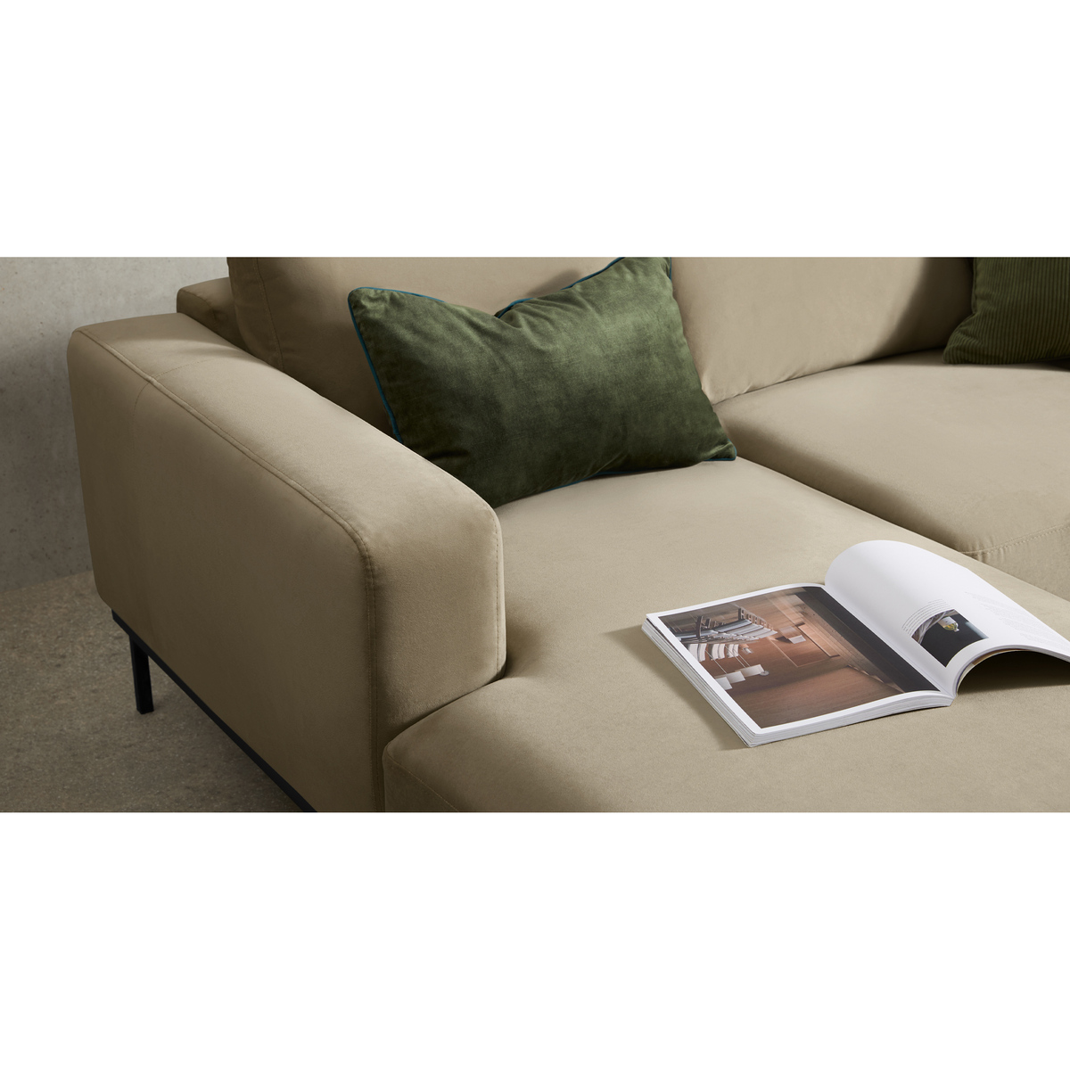 Jarrod Left Hand Facing Chaise End Corner Sofa, Plush Taupe Velvet – image 6