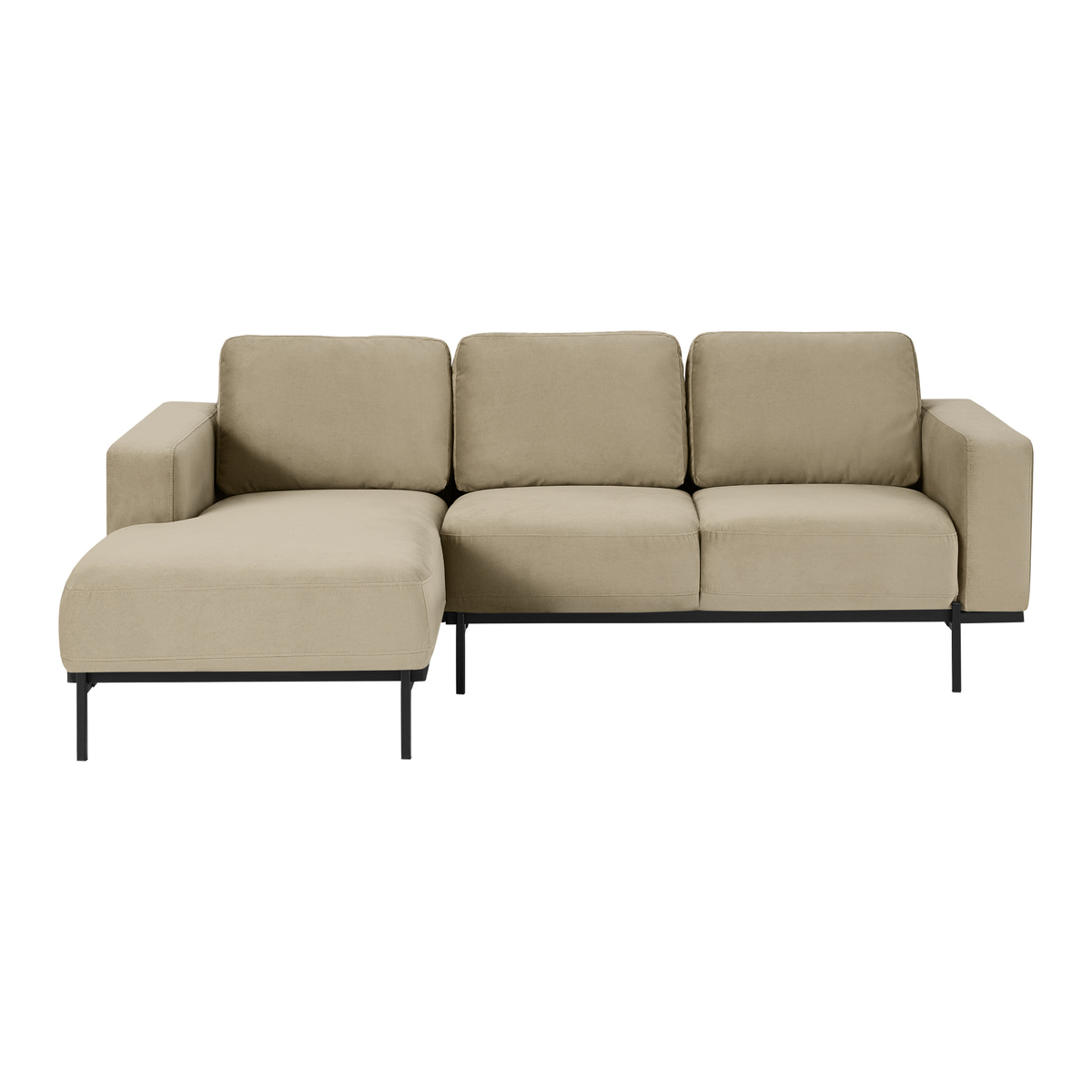 Jarrod Left Hand Facing Chaise End Corner Sofa, Plush Taupe Velvet – image 1