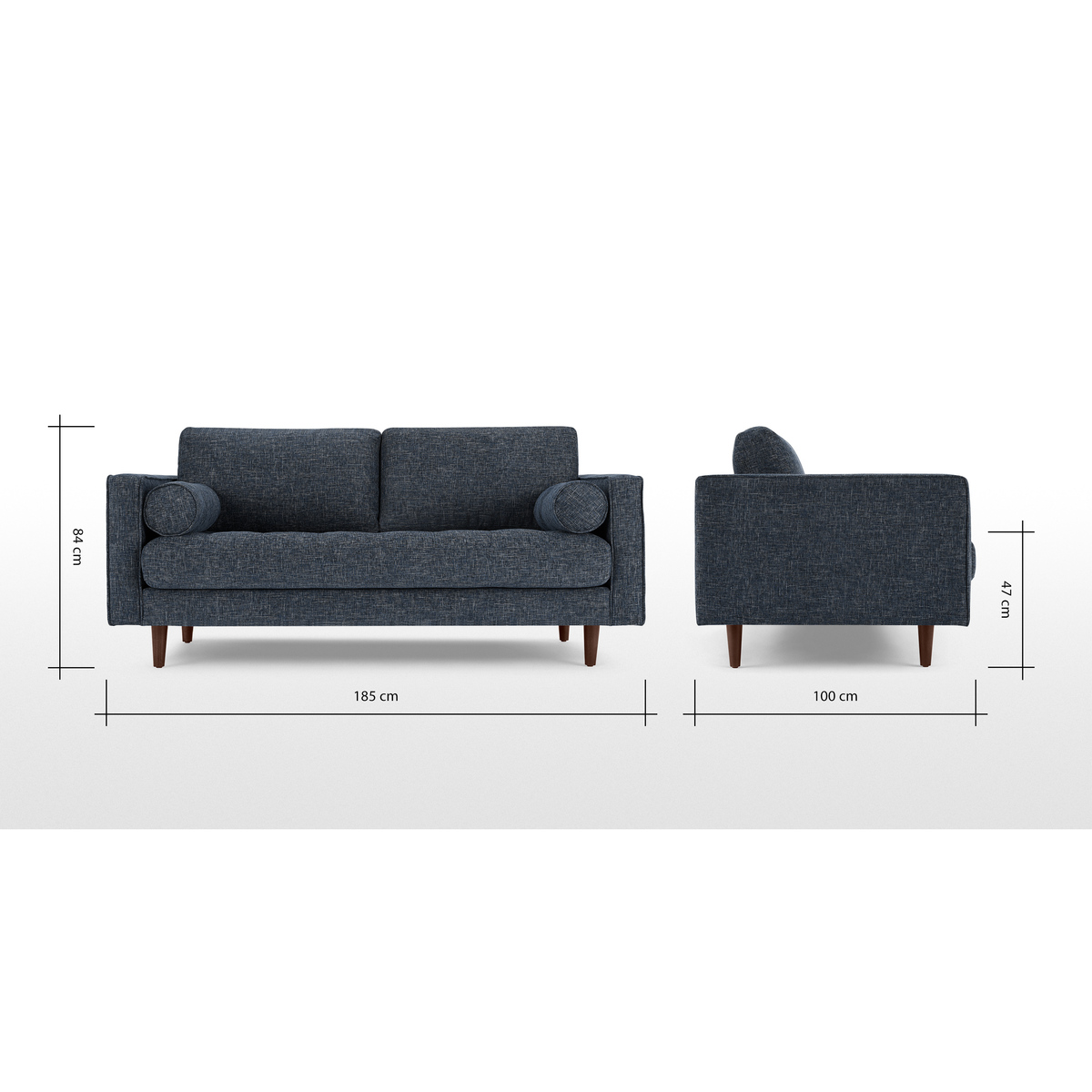 Scott Large 2 Seater Sofa, Cuba Blue Weave – image 8