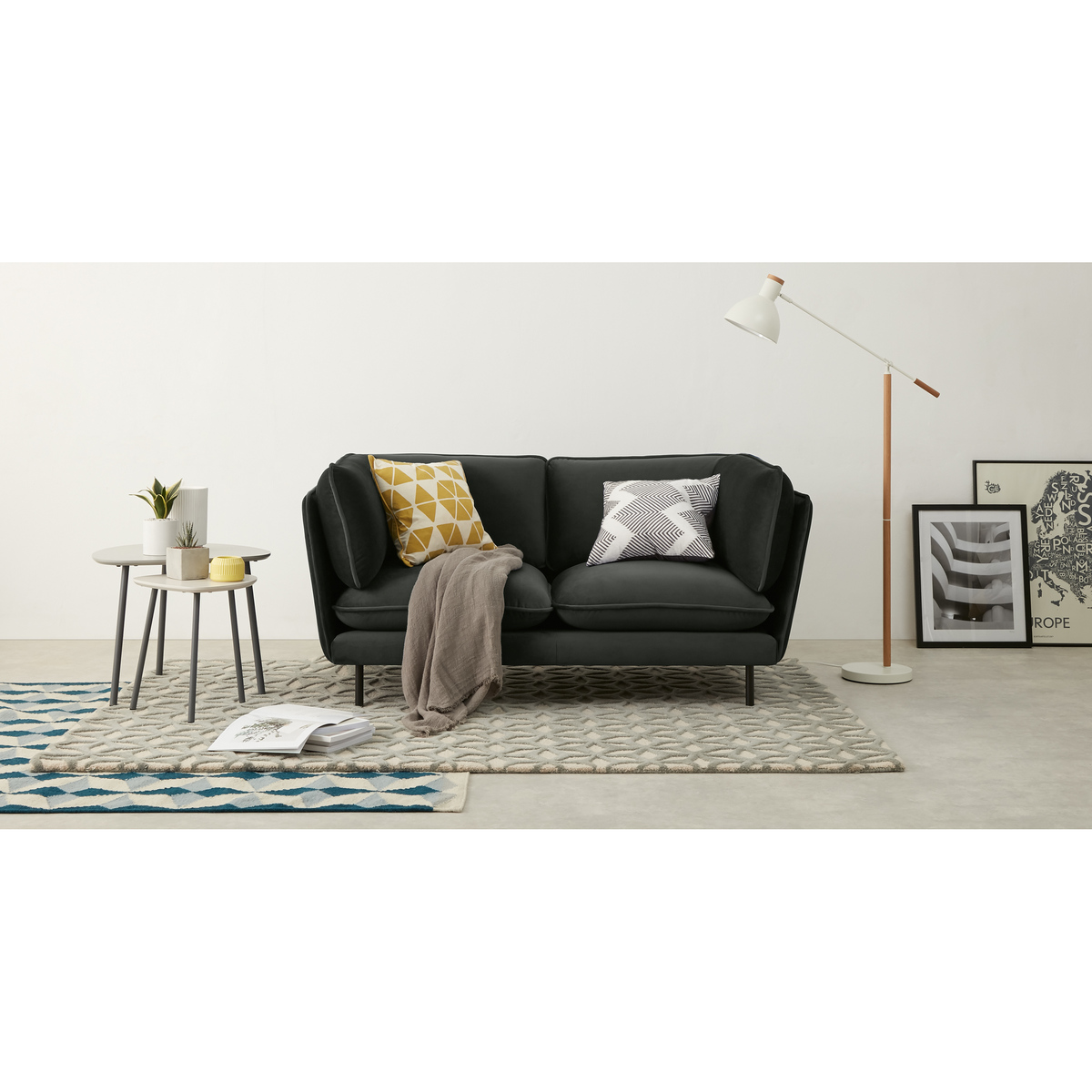 Wes 2 Seater Sofa, Dark Anthracite Velvet – image 3