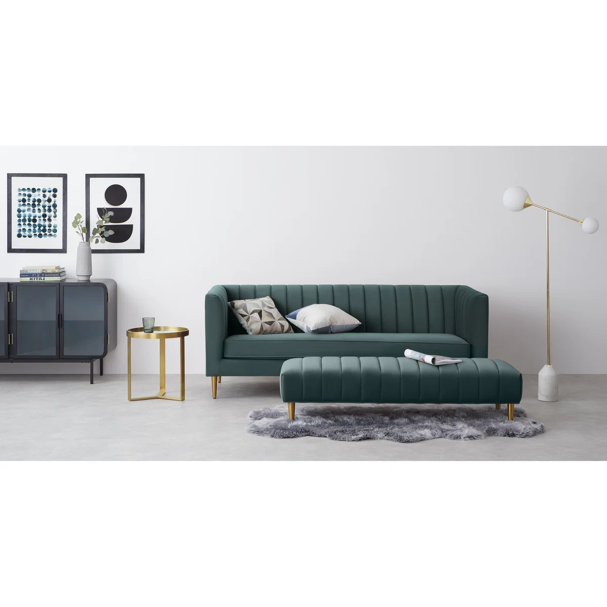 Amicie 3 Seater Sofa, Marine Green Velvet – image 3
