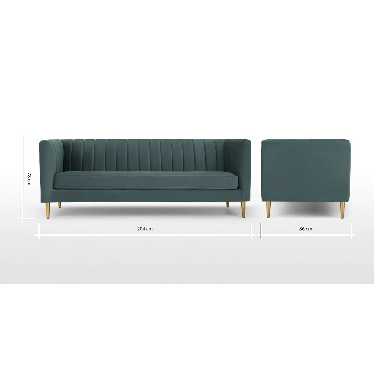 Amicie 3 Seater Sofa, Marine Green Velvet – image 8