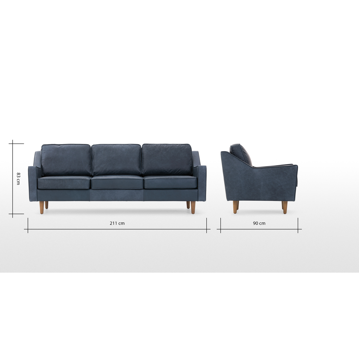 Dallas 3 Seater Sofa, Charm Midnight Premium Leather – image 8
