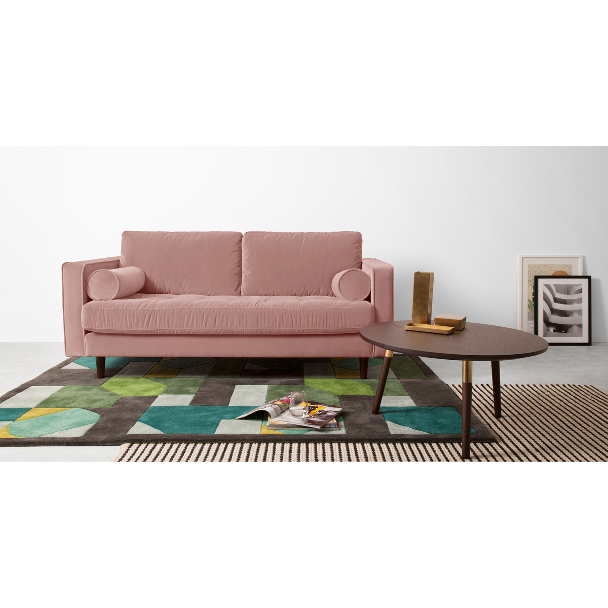 Scott Large 2 Seater Sofa, Blush Pink Cotton Velvet – image 3