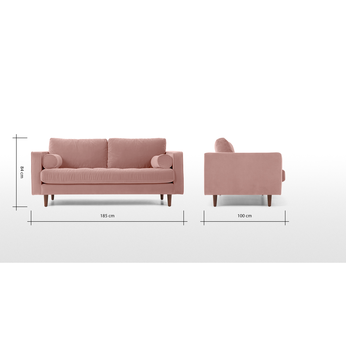 Scott Large 2 Seater Sofa, Blush Pink Cotton Velvet – image 8