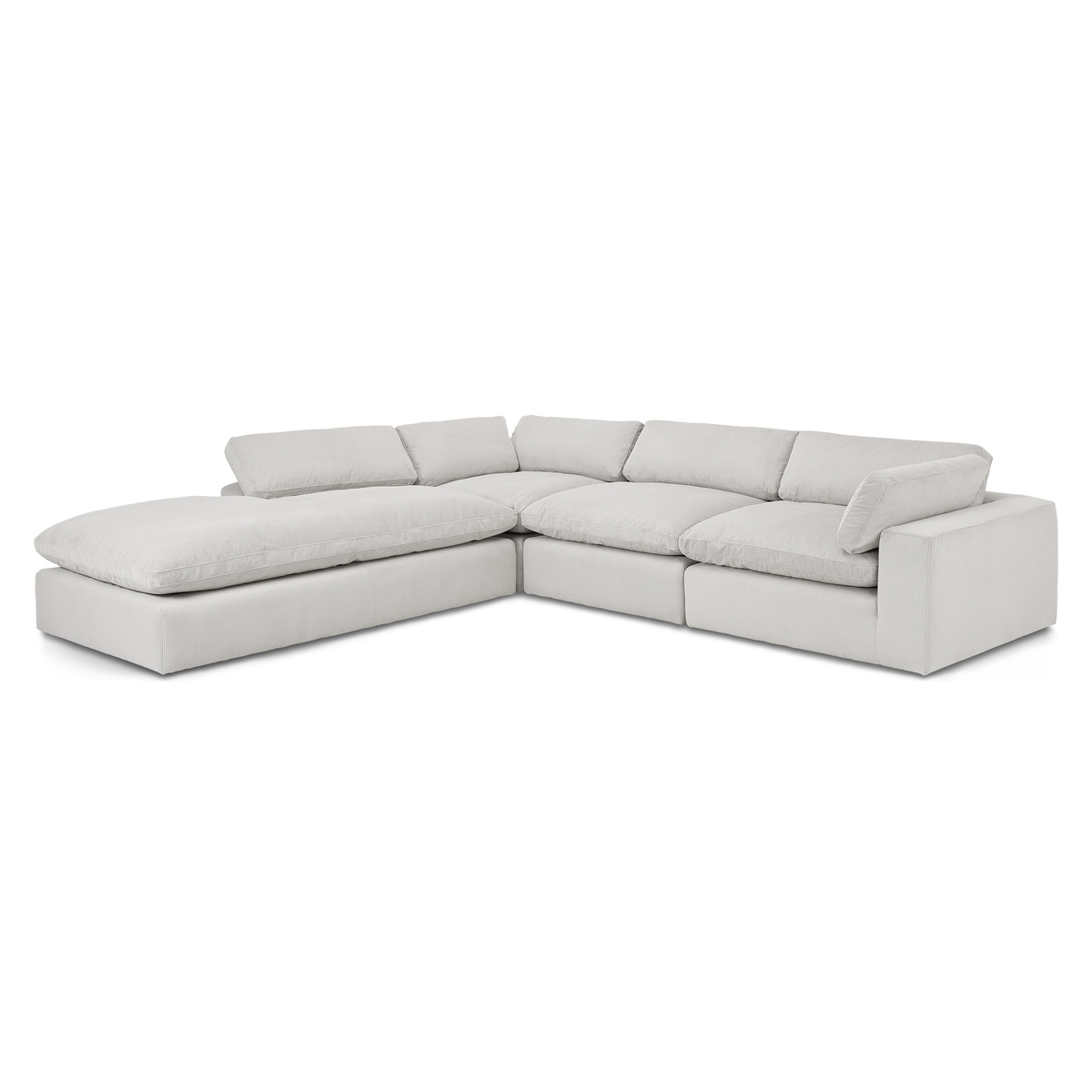 Samona Left Hand Facing Full Corner Sofa, Stone Grey Corduroy Velvet – image 2