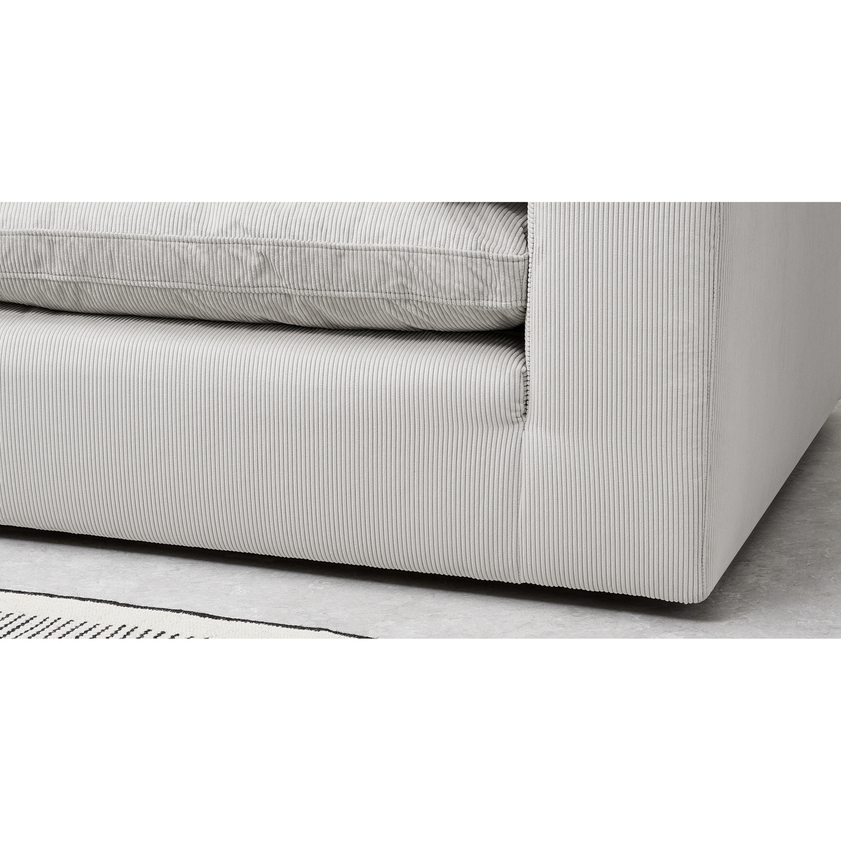 Samona Left Hand Facing Full Corner Sofa, Stone Grey Corduroy Velvet – image 4