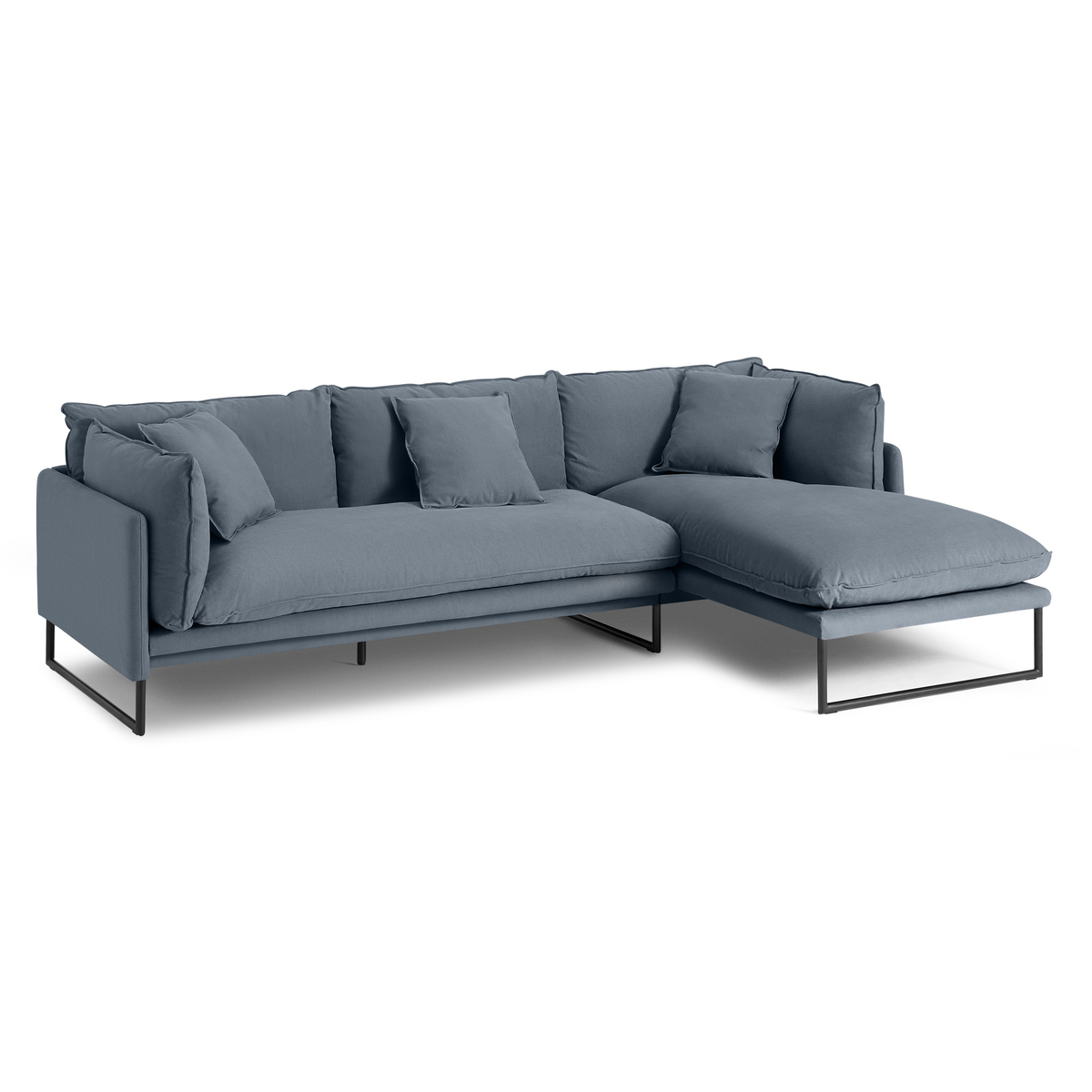 Malini Right Hand Facing Chaise End Sofa, Jeans Blue Cotton & Linen Mix – image 2