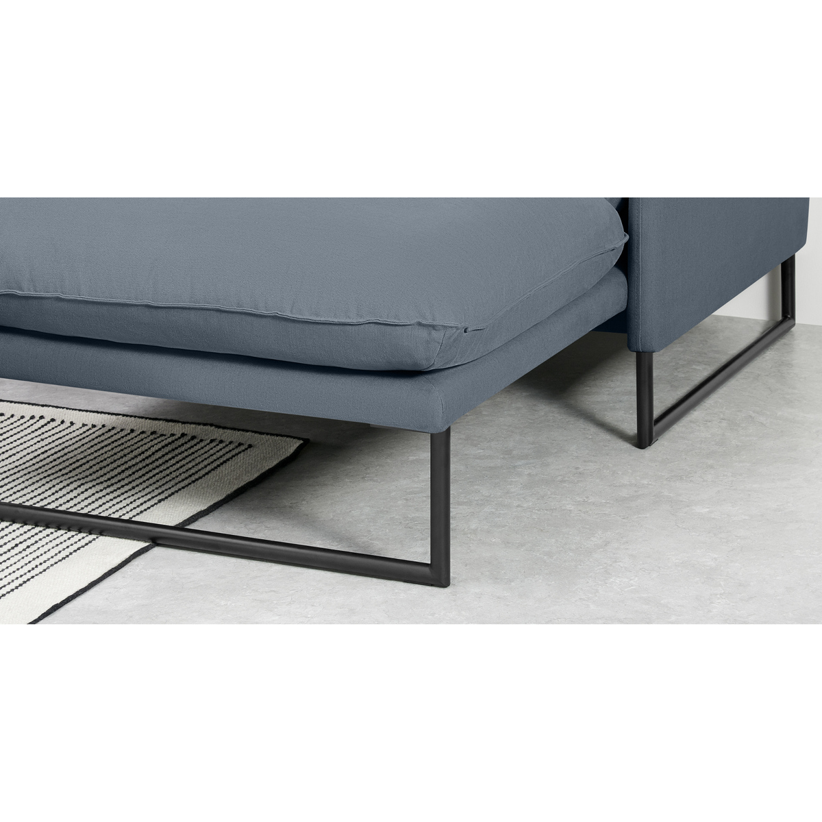 Malini Right Hand Facing Chaise End Sofa, Jeans Blue Cotton & Linen Mix – image 4