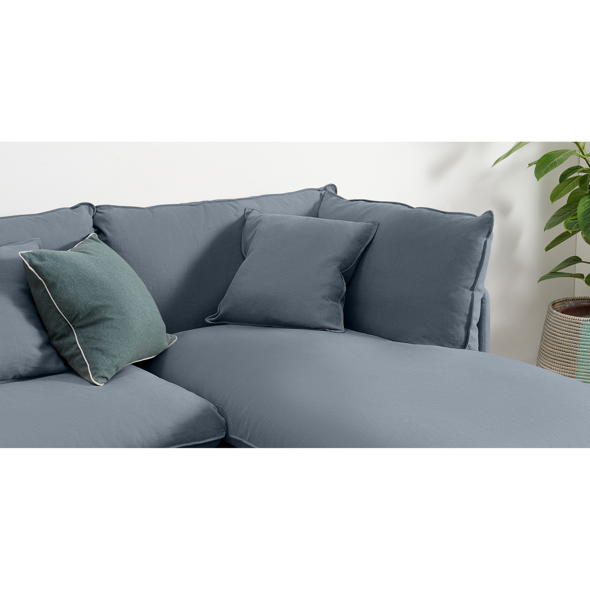 Malini Right Hand Facing Chaise End Sofa, Jeans Blue Cotton & Linen Mix – image 6