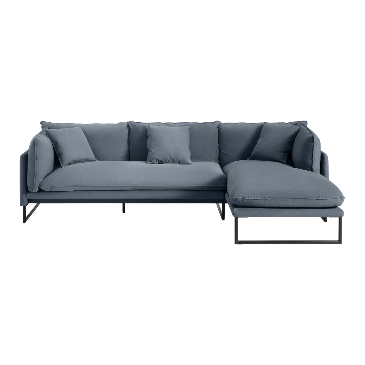 Malini Right Hand Facing Chaise End Sofa, Jeans Blue Cotton & Linen Mix – image 1