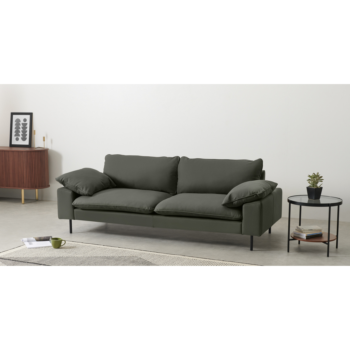 Fallyn 3 Seater Sofa, Nubuck Loden Leather – image 3