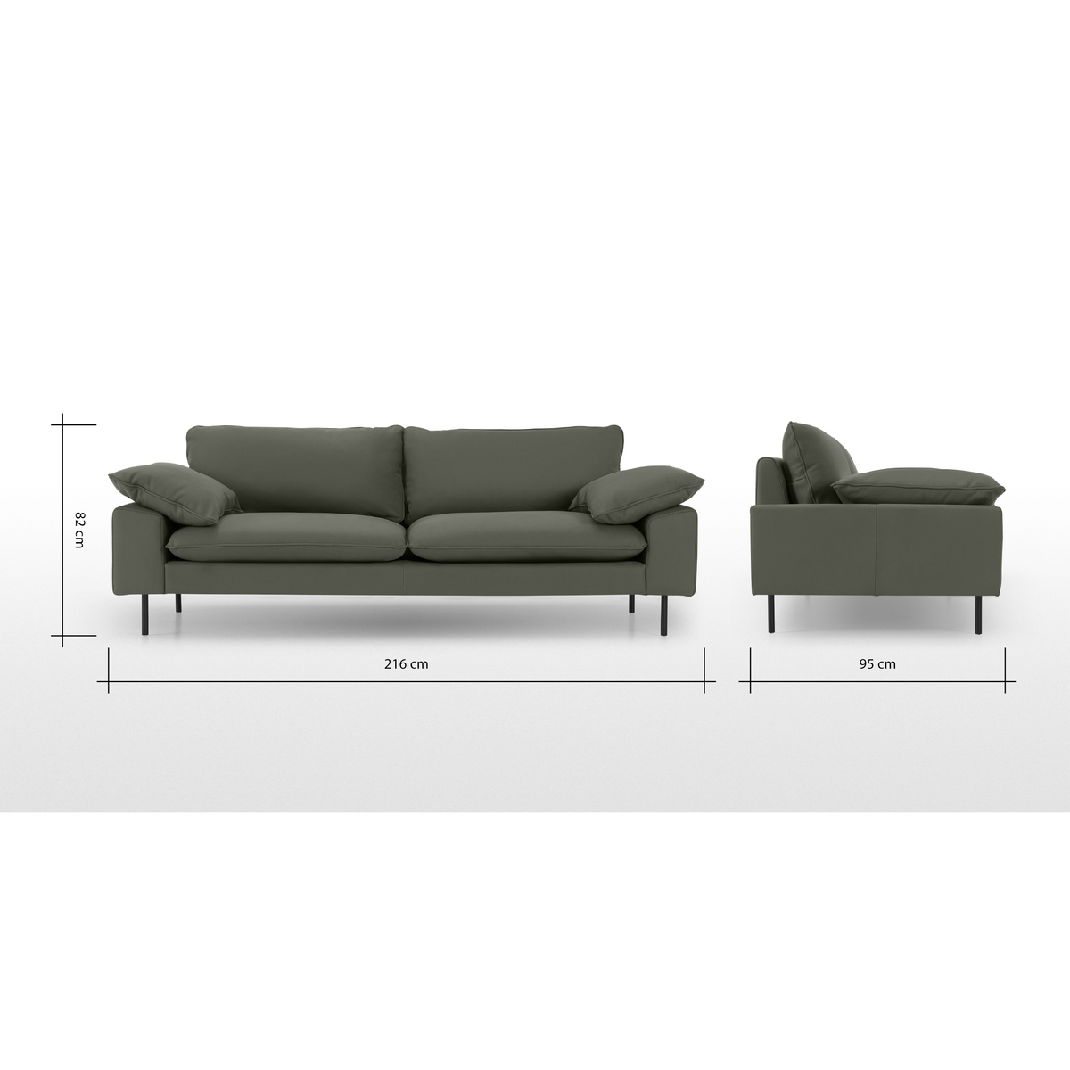 Fallyn 3 Seater Sofa, Nubuck Loden Leather – image 8