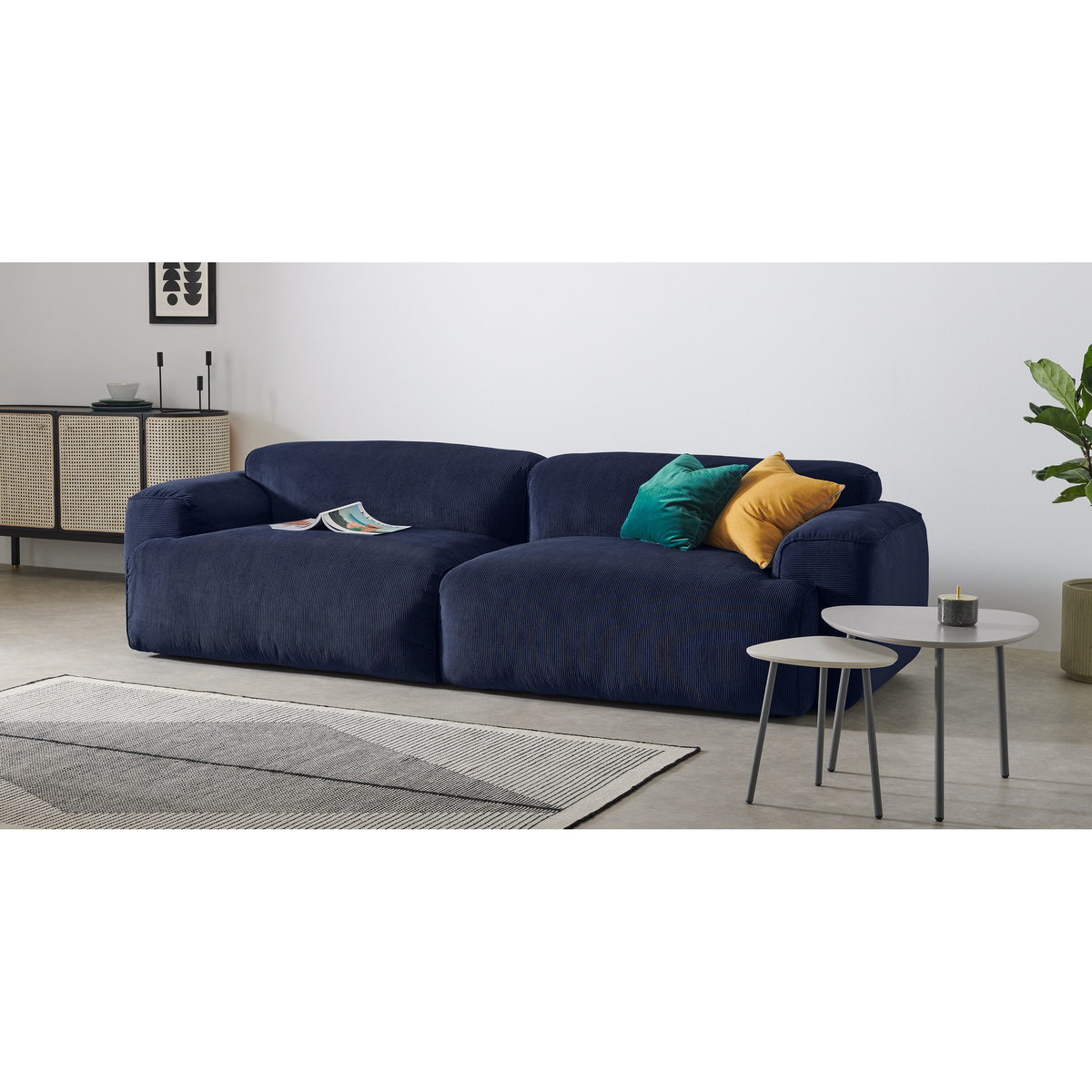 Avalon 3 Seater Sofa, Navy Corduroy Velvet – image 3