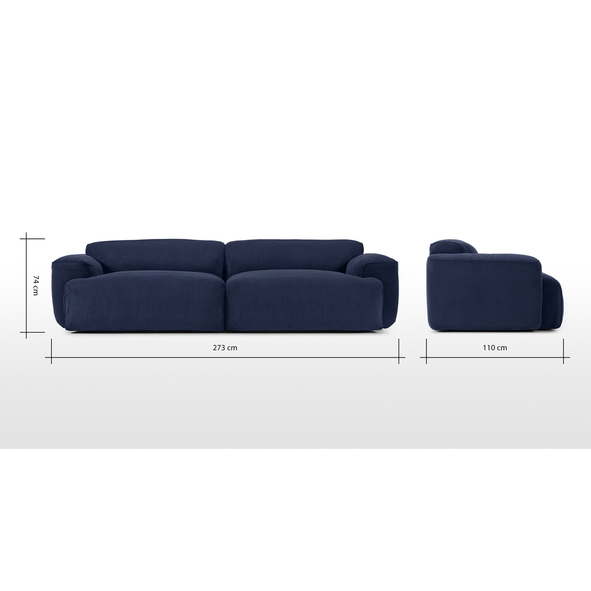 Avalon 3 Seater Sofa, Navy Corduroy Velvet – image 8
