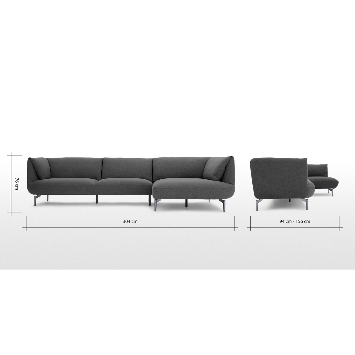 Inka Right Hand Facing Chaise End Corner Sofa, Marl Grey – image 8