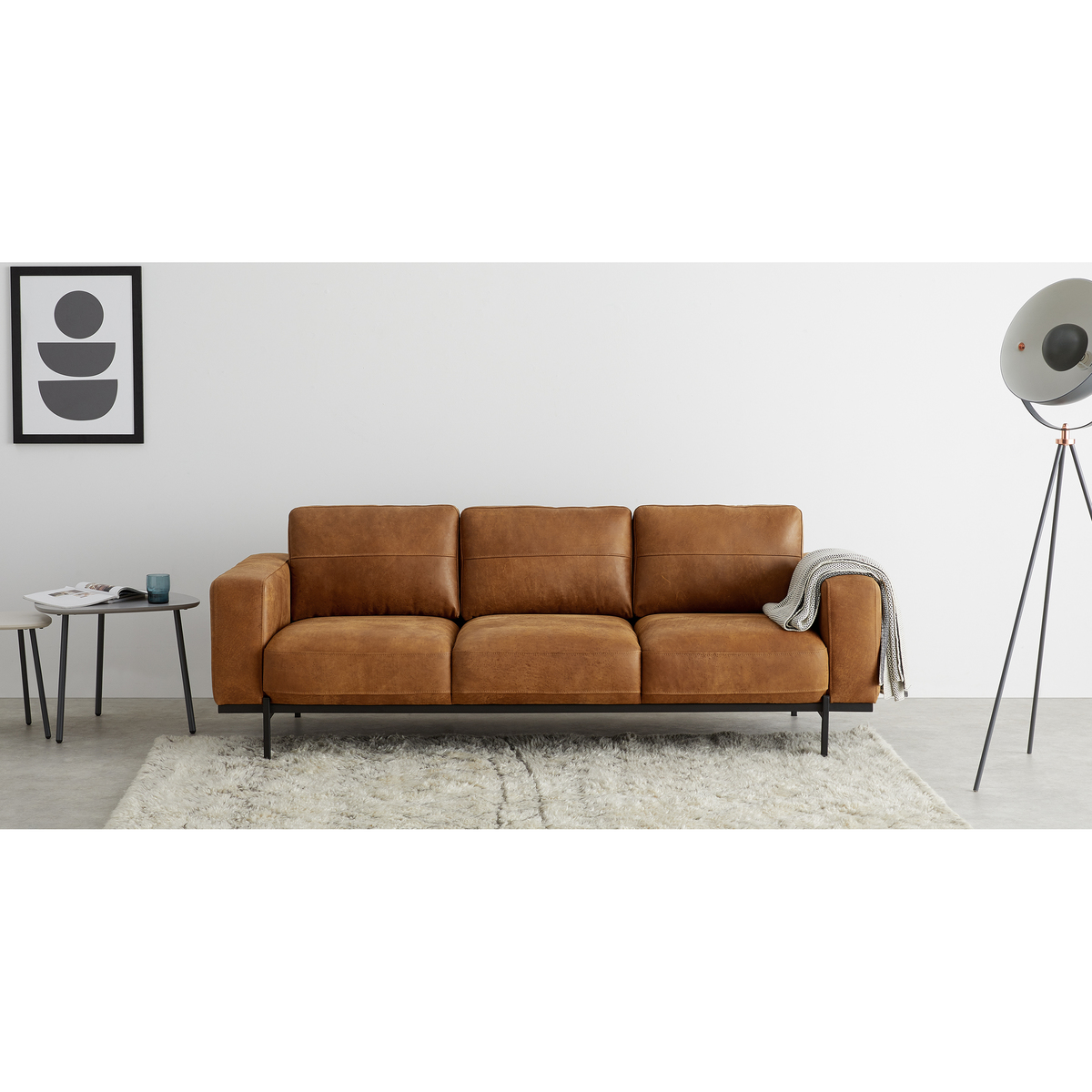 Jarrod 3 Seater Sofa, Outback Tan Leather – image 3