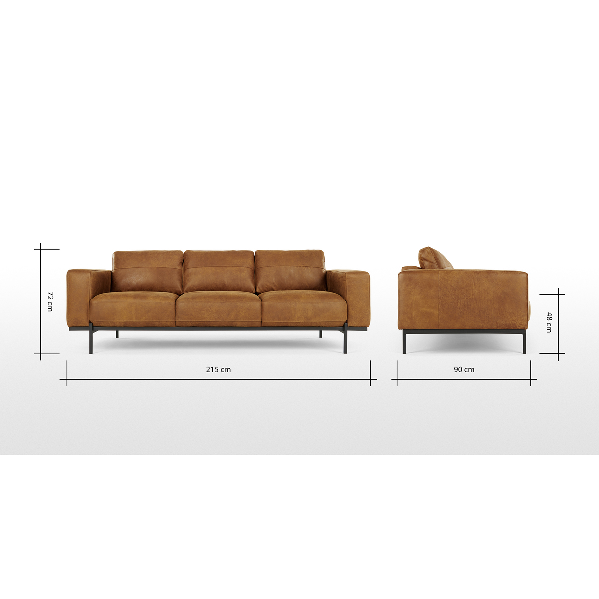 Jarrod 3 Seater Sofa, Outback Tan Leather – image 6