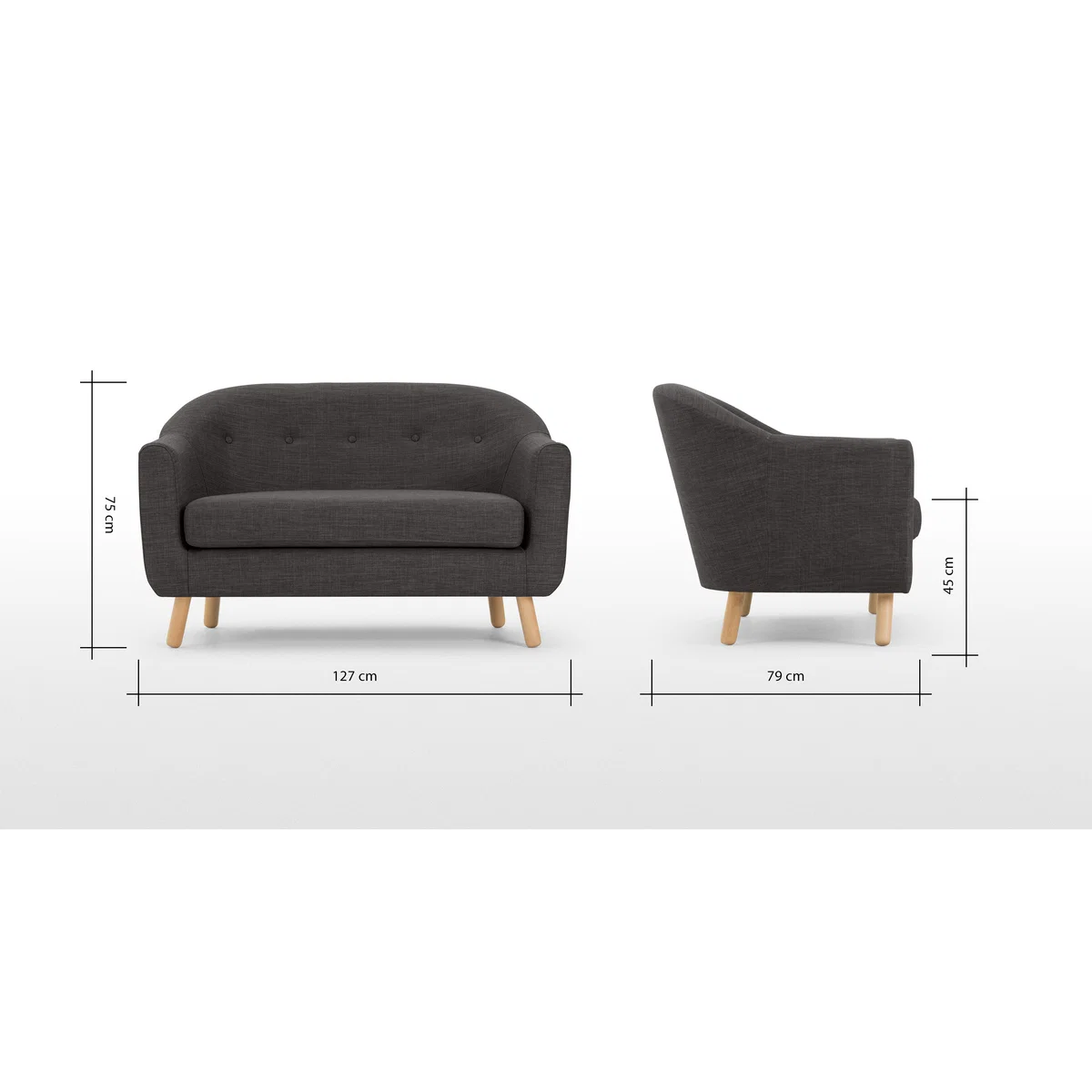 Lottie 2 Seater Sofa, Seal Grey – image 9