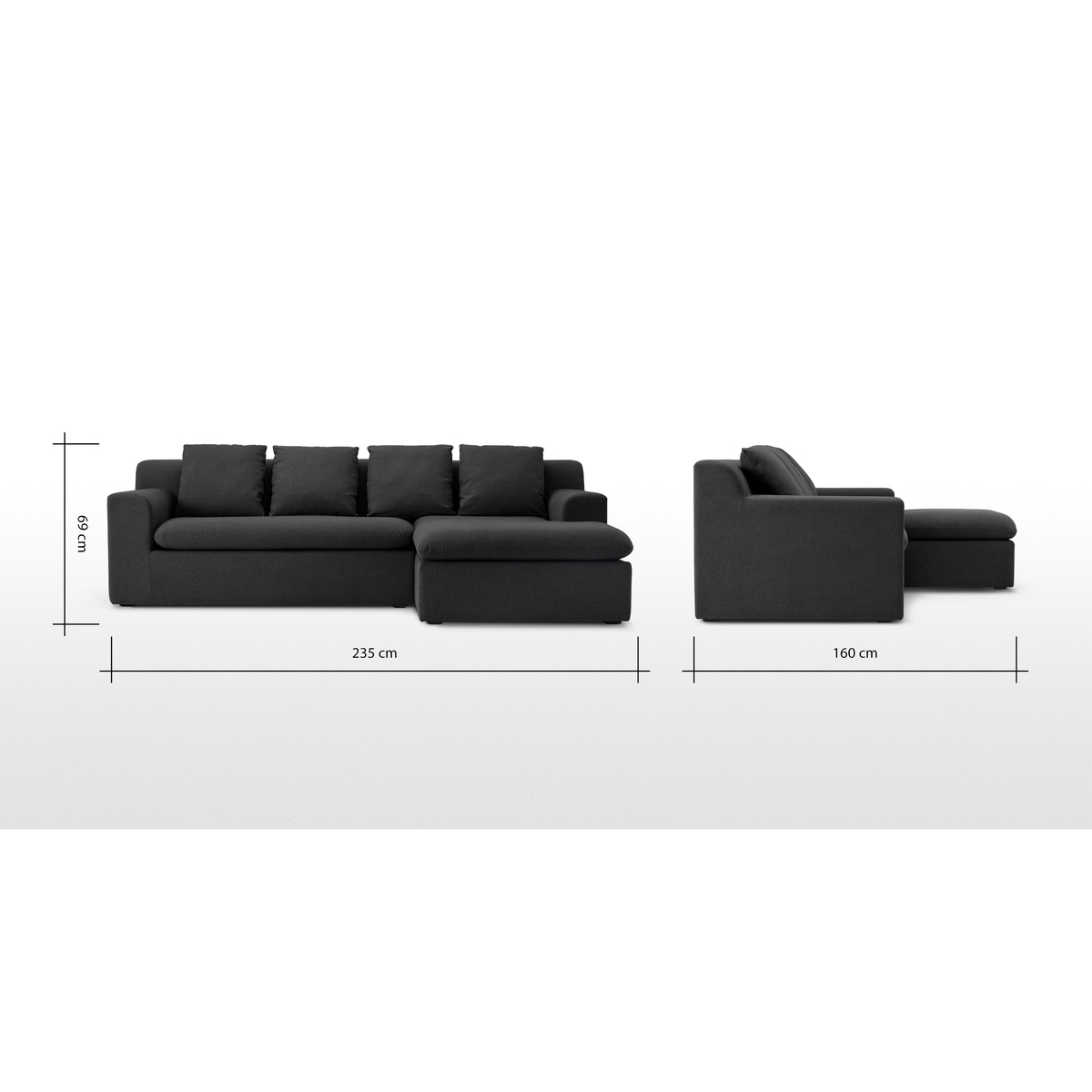 Benson Right Hand Facing Chaise End Sofa, Sterling Grey – image 5