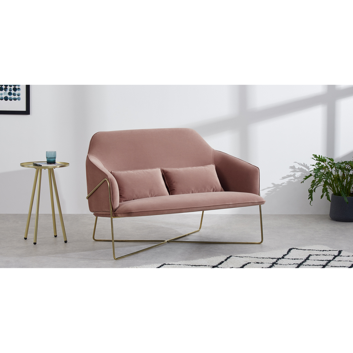 Stanley 2 Seater Sofa, Velvet Vintage Pink – image 3