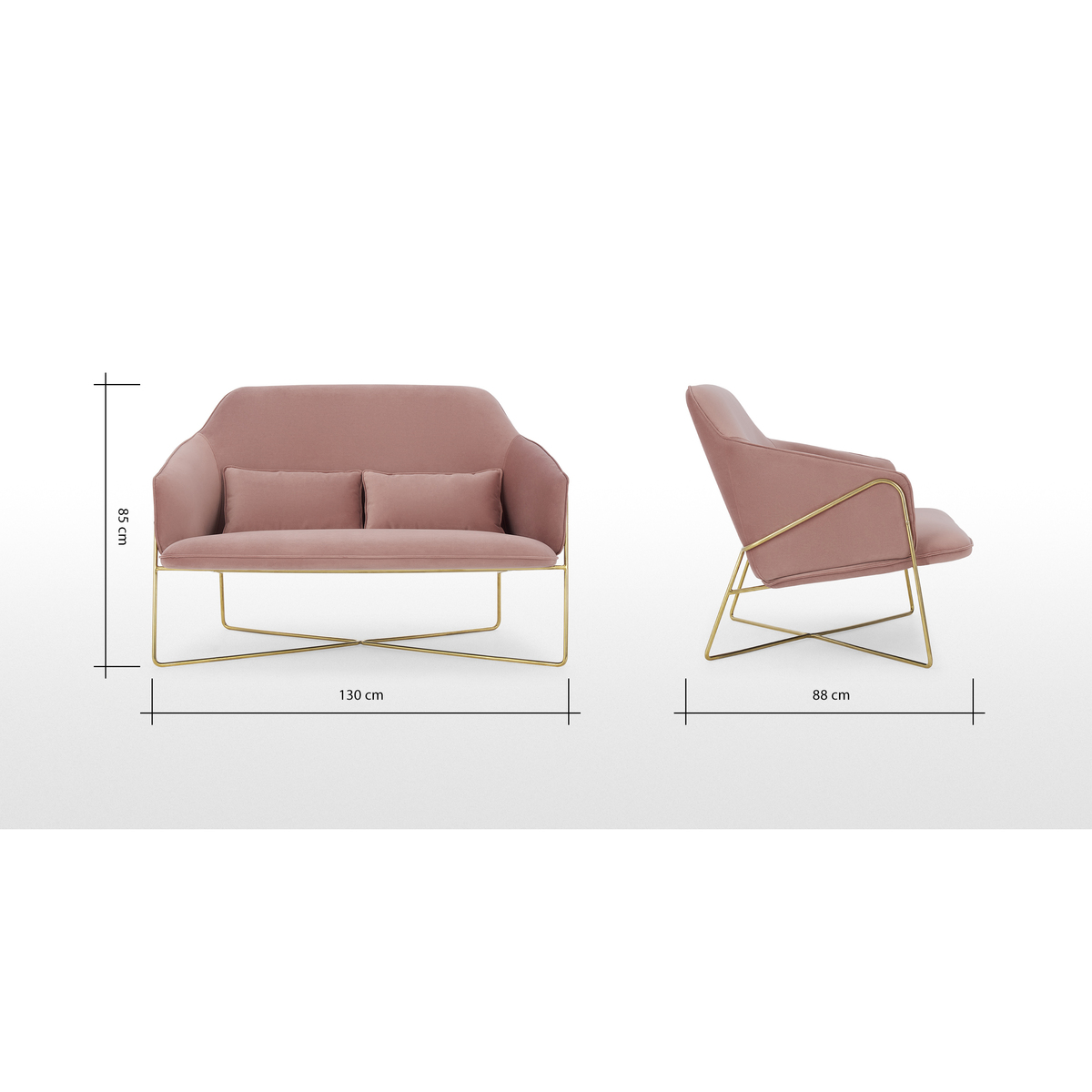 Stanley 2 Seater Sofa, Velvet Vintage Pink – image 8
