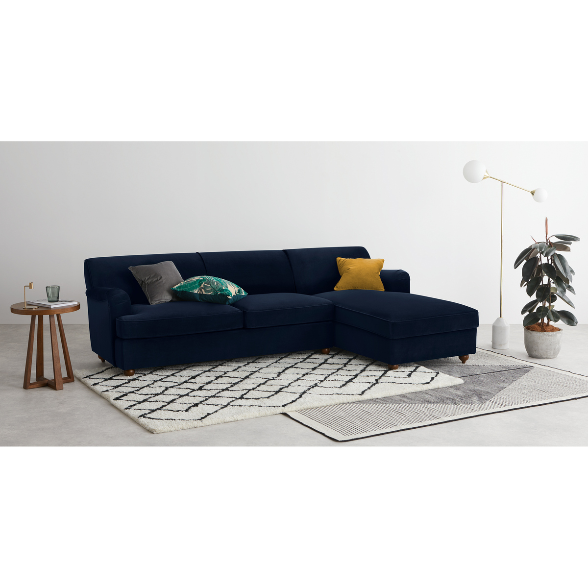 Orson Right Hand Facing Chaise End Sofa Bed, Ink Blue Velvet – image 2