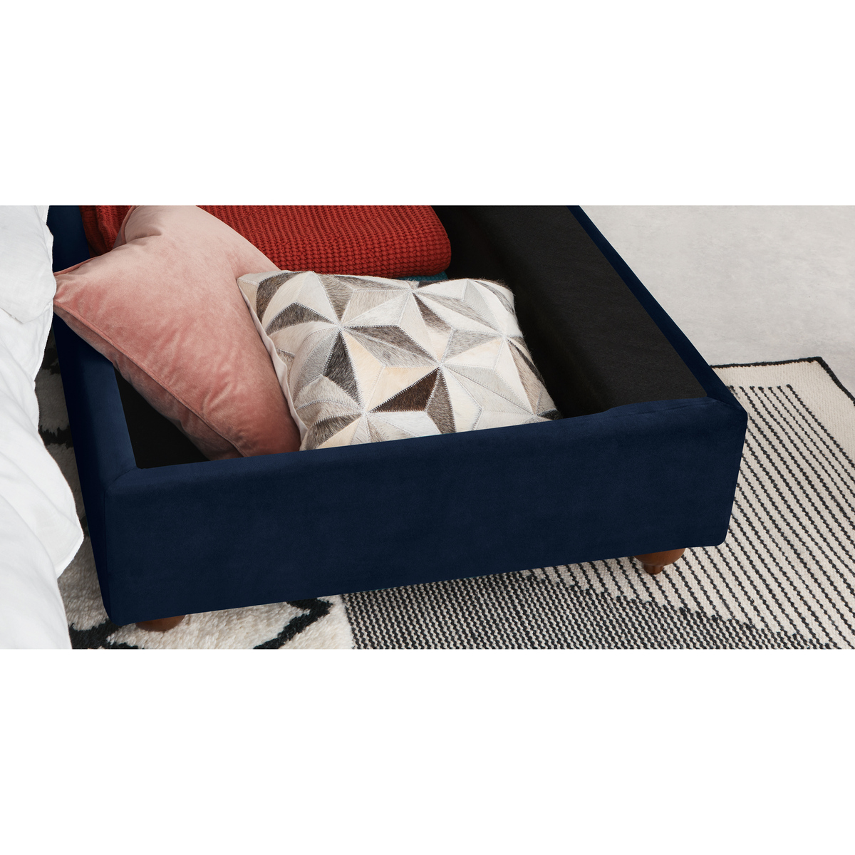 Orson Right Hand Facing Chaise End Sofa Bed, Ink Blue Velvet – image 4