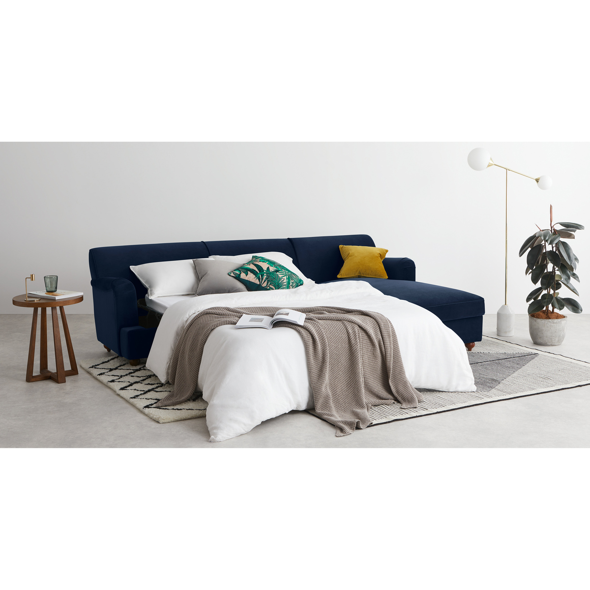 Orson Right Hand Facing Chaise End Sofa Bed, Ink Blue Velvet – image 5