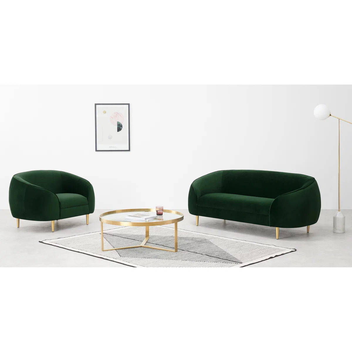 Trudy 2 Seater Sofa, Pine Green Velvet – image 3