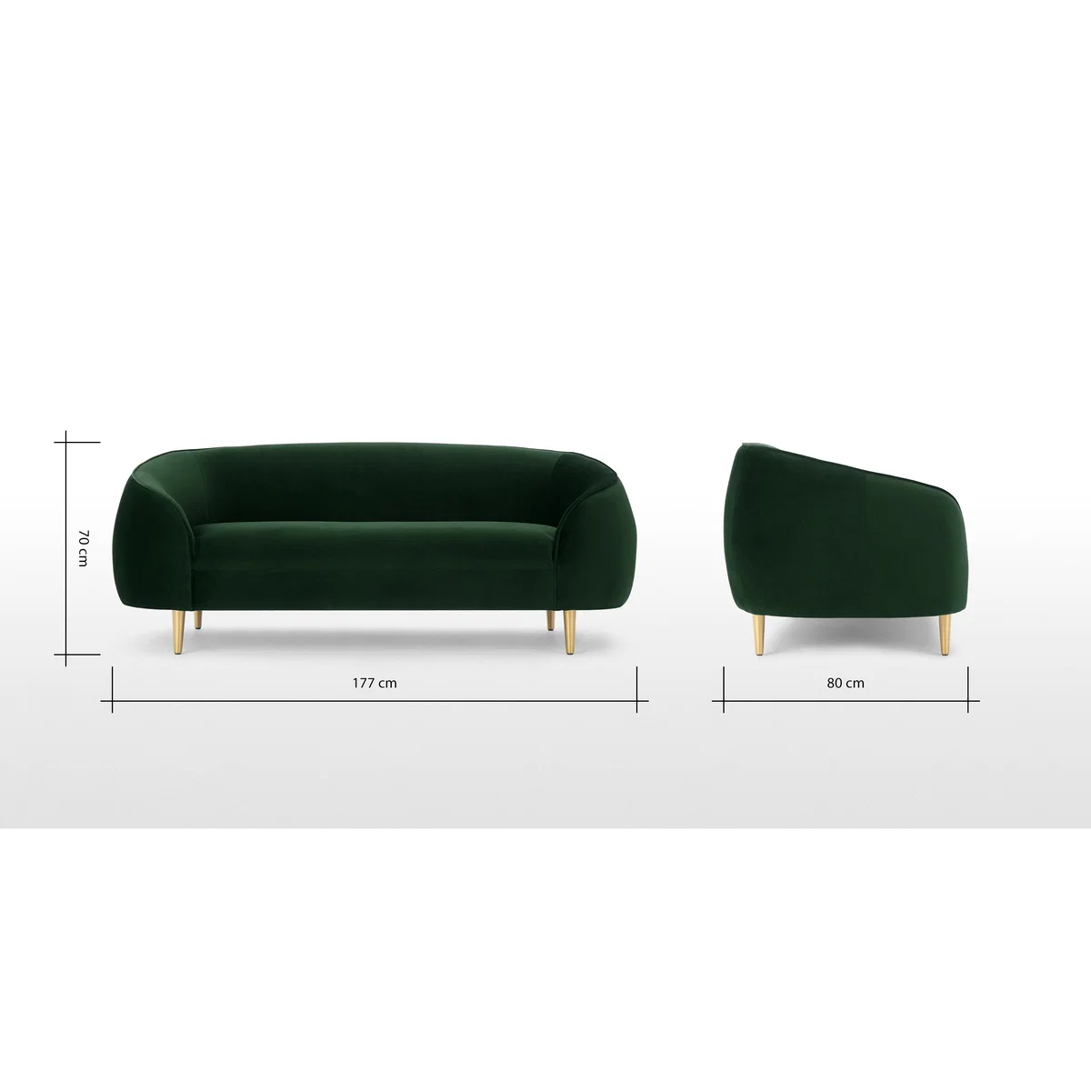 Trudy 2 Seater Sofa, Pine Green Velvet – image 8