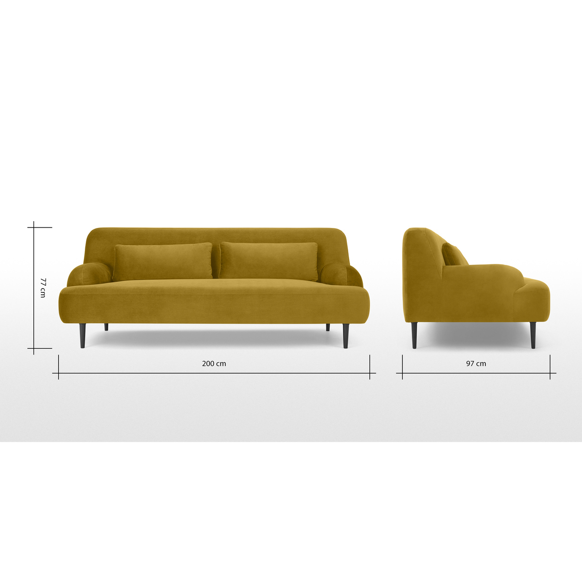 Giselle 2 Seater Sofa, Vintage Gold Velvet – image 8