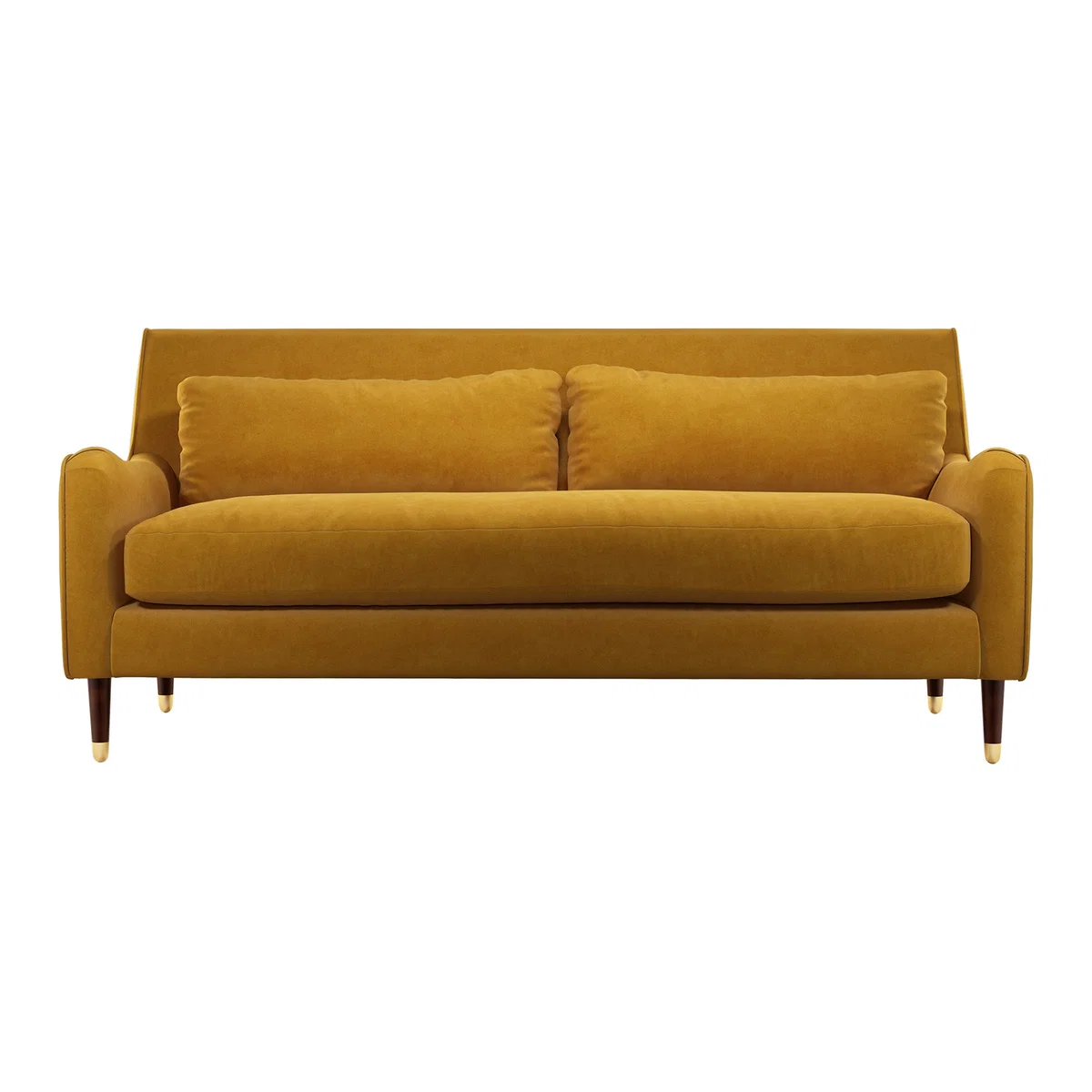 Content by Terence Conran Oksana 3 Seater Sofa, Plush Tumeric Velvet with Dark Wood Brass Leg – image 1