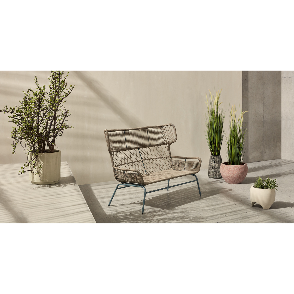 Lyra Garden 2 seater sofa, blue and grey – image 3