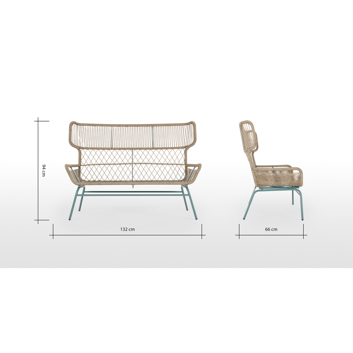 Lyra Garden 2 seater sofa, blue and grey – image 8