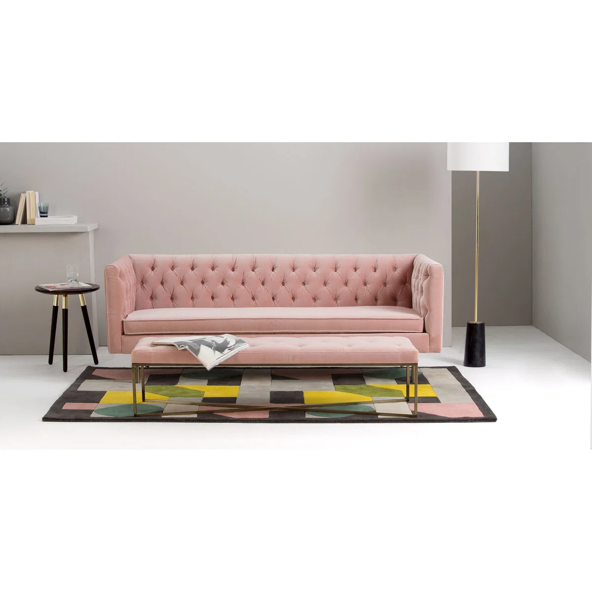 Julianne 3 Seater Sofa, Blush Pink Cotton Velvet – image 3