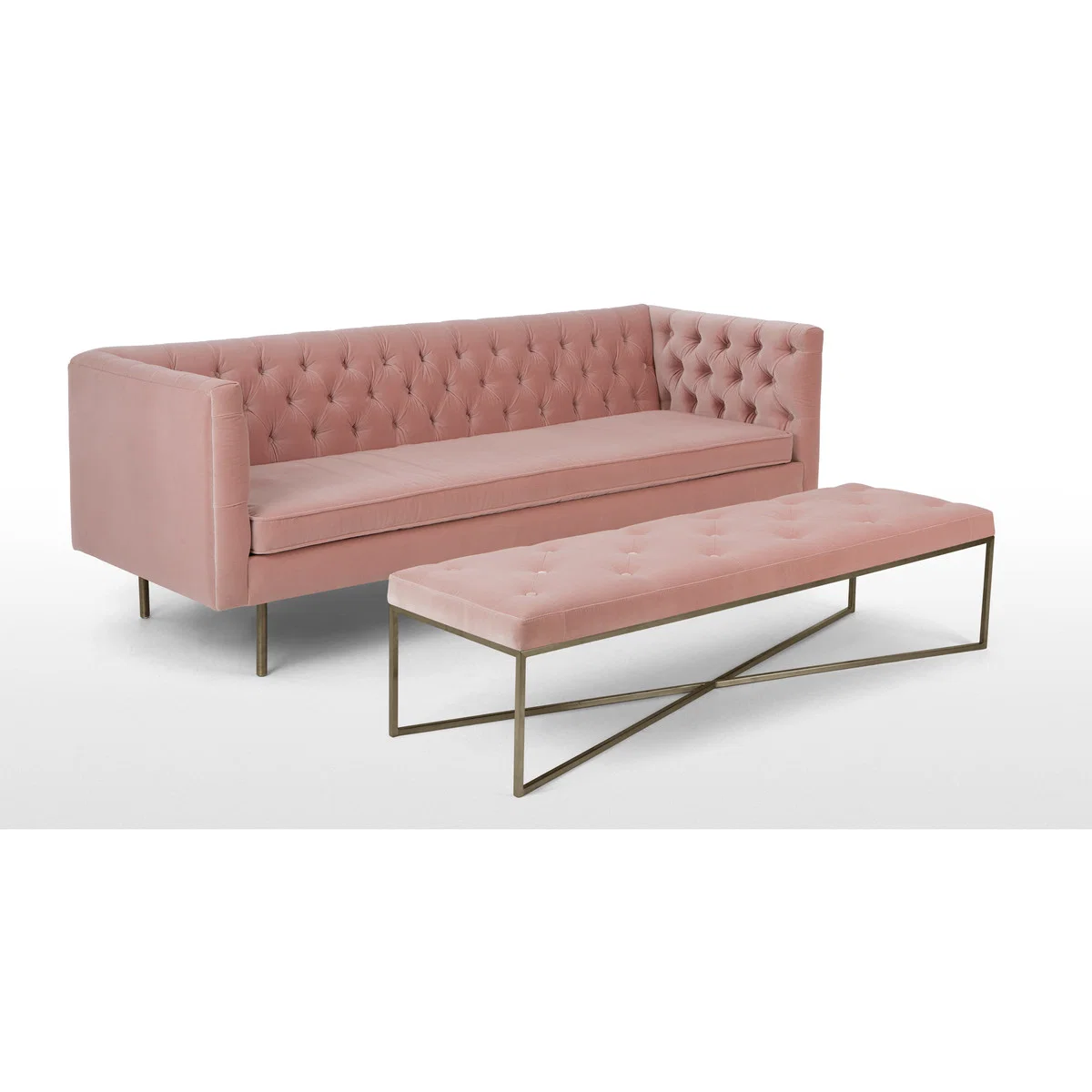 Julianne 3 Seater Sofa, Blush Pink Cotton Velvet – image 7