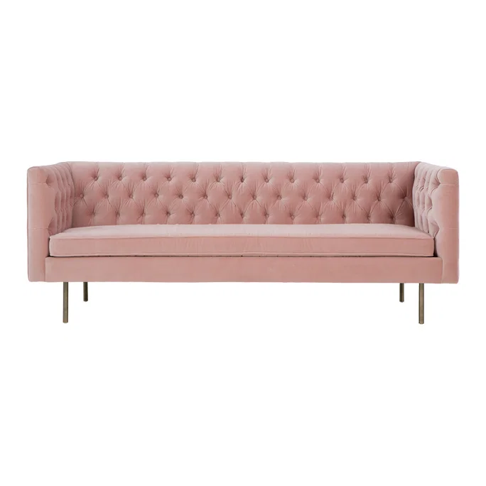 Julianne 3 Seater Sofa, Blush Pink Cotton Velvet – image 2