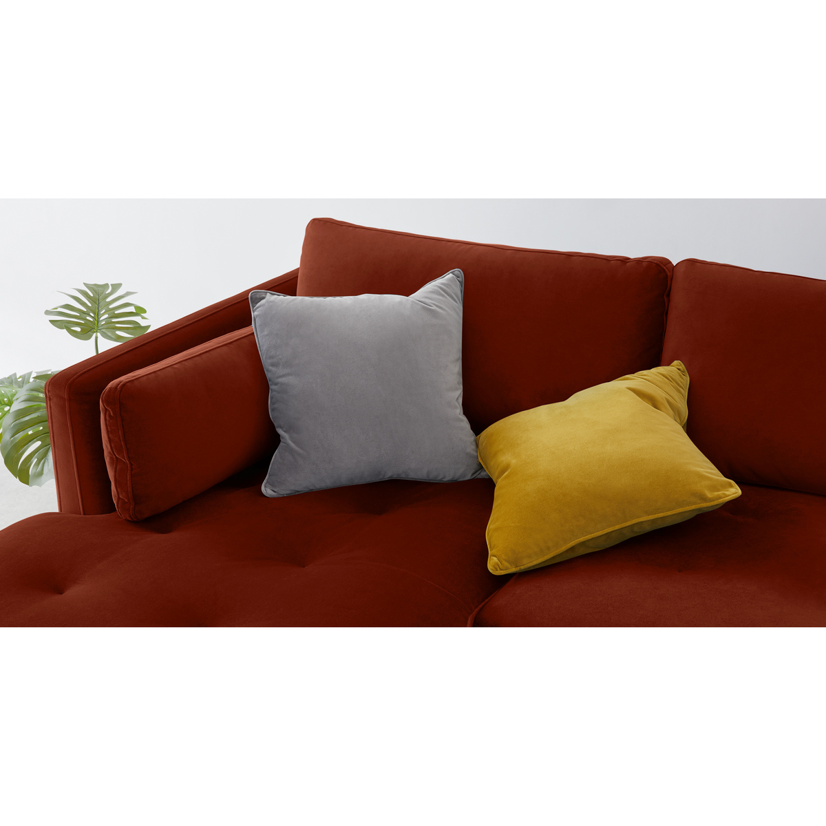 Harlow Left Hand Facing Chaise End Sofa, Brick Red Velvet – image 4