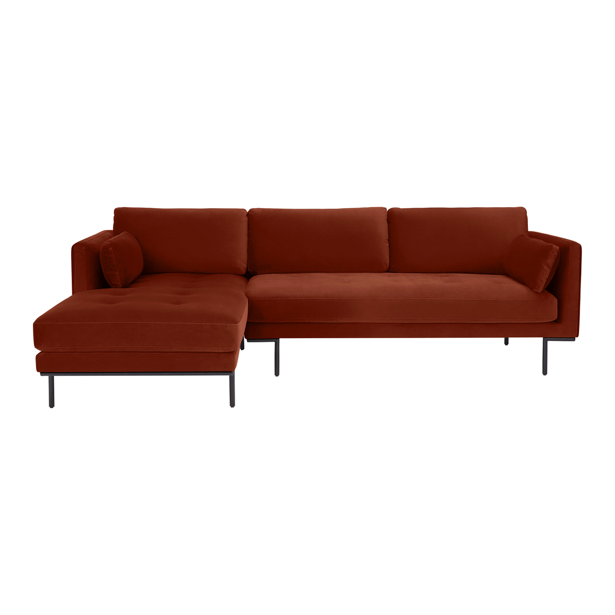 Harlow Left Hand Facing Chaise End Sofa, Brick Red Velvet – image 1
