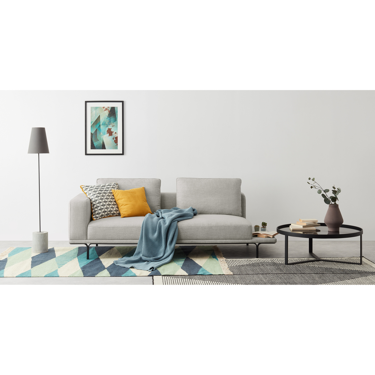 Nocelle 3 Seater Sofa with Side Table, Chic Grey – image 3