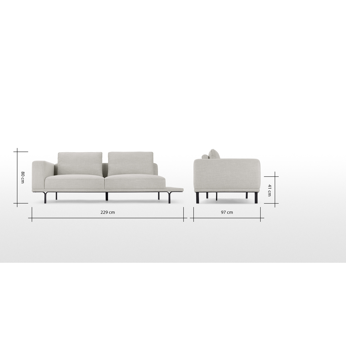 Nocelle 3 Seater Sofa with Side Table, Chic Grey – image 7