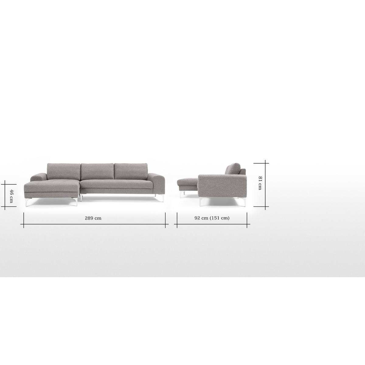 Vittorio Left Hand Facing Chaise End Corner Sofa, Pearl Grey – image 8