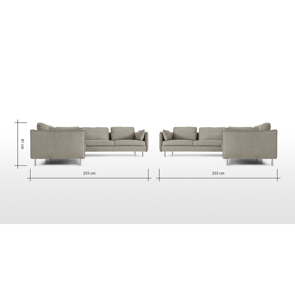 Vento 5 Seater Corner Sofa, Pale Putty Leather – image 8