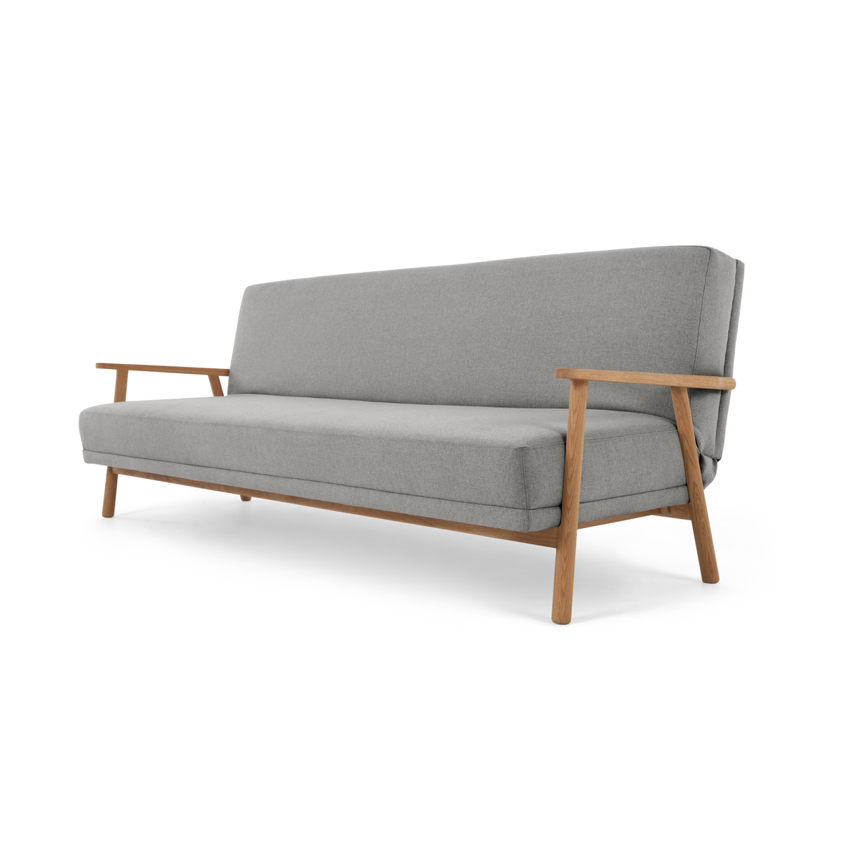 Lars Click Clack Sofa Bed, Mountain Grey and Oak Frame – image 2